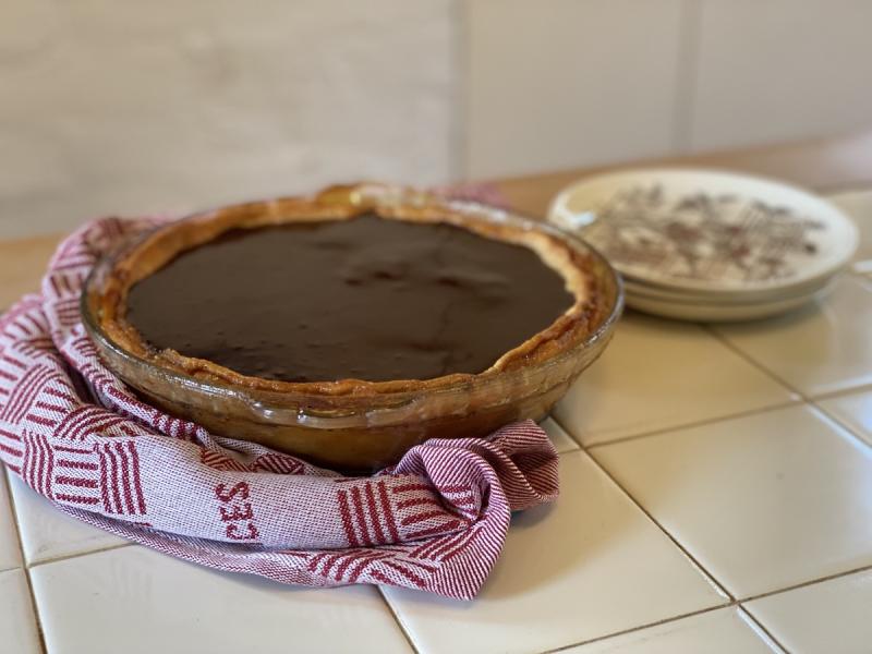 Honey Walnut Chocolate Glazed Pie